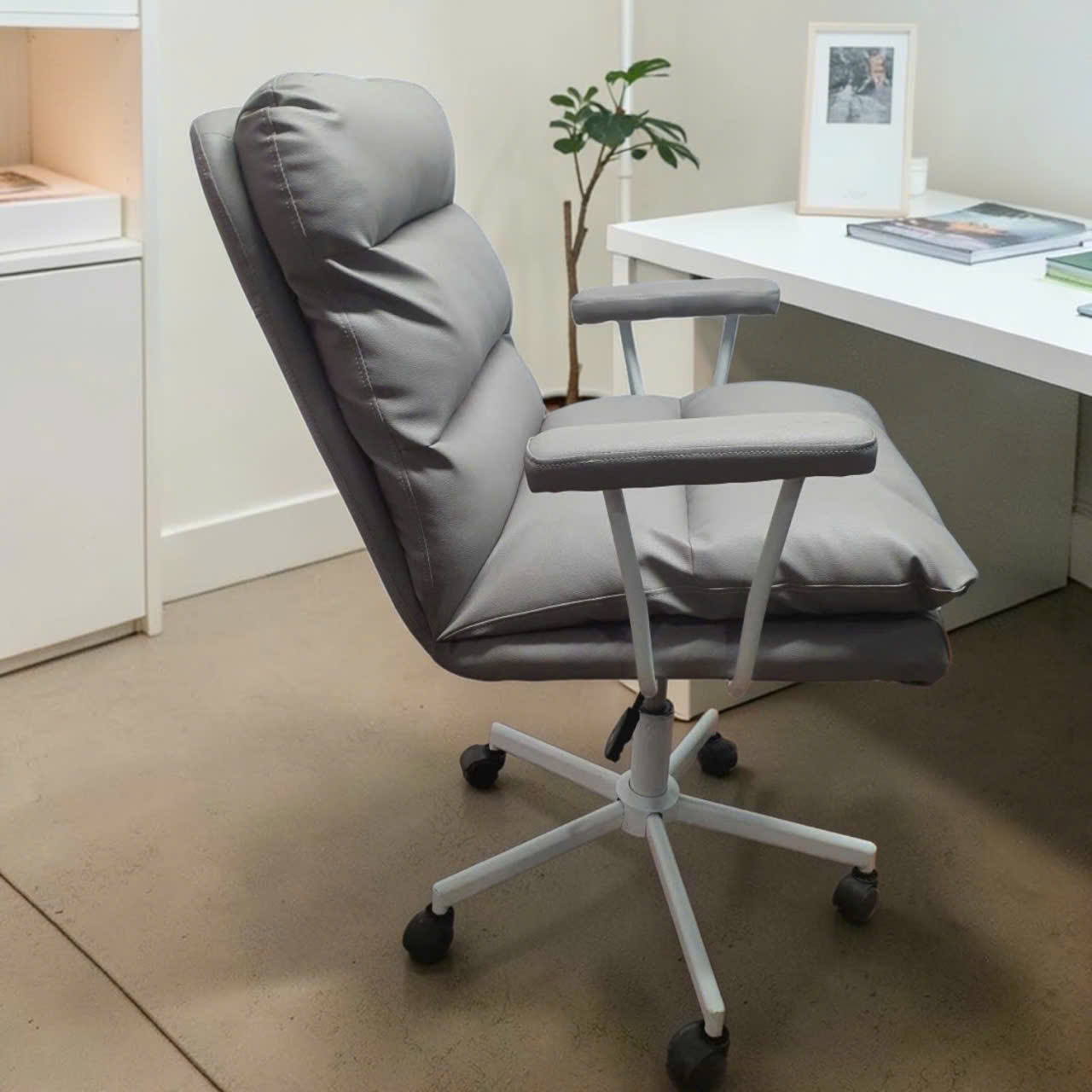 ghe van phong nho gon- ghe lam viec da pu ghi xam hien dai - ghe lam viec chan xoay (13)