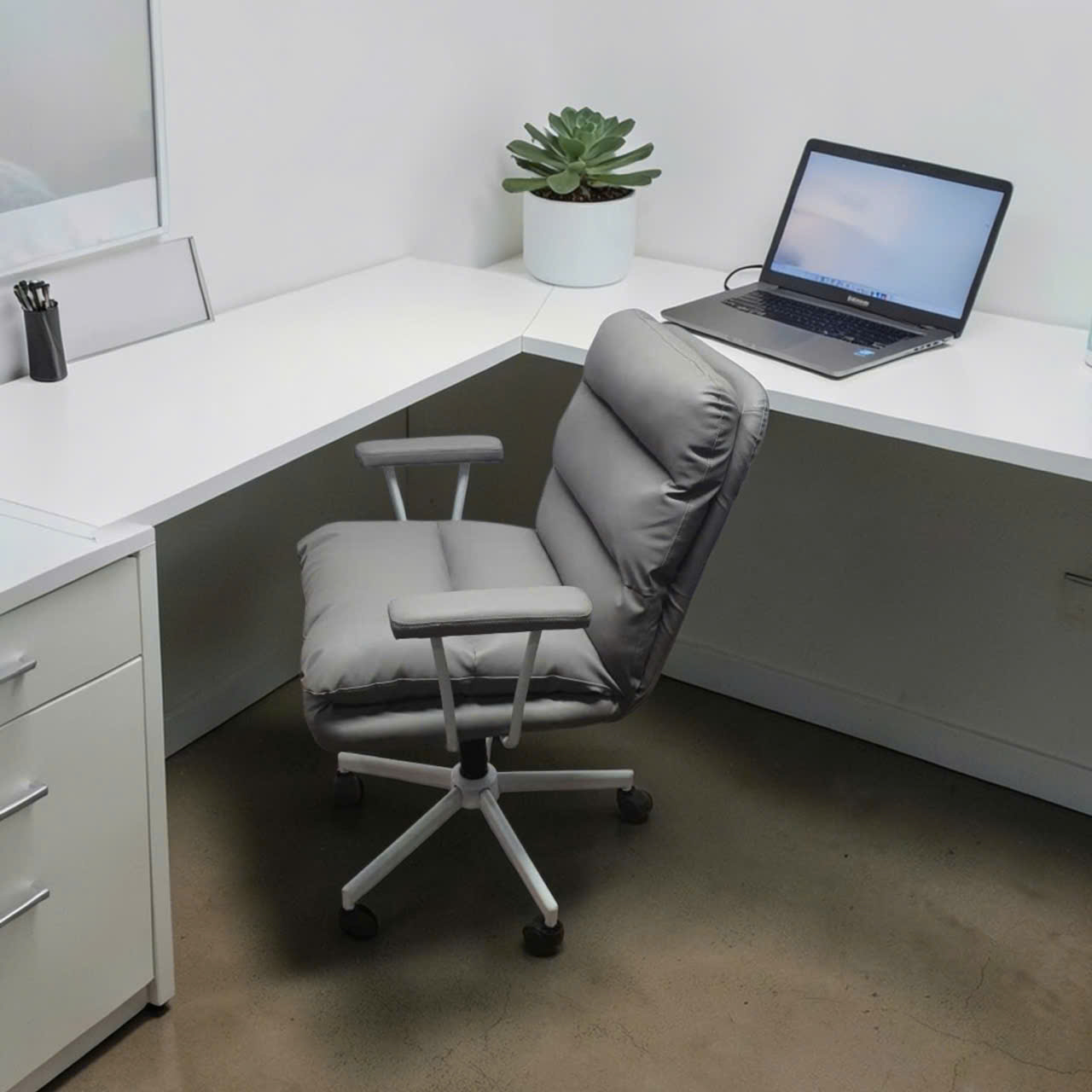 ghe van phong nho gon- ghe lam viec da pu ghi xam hien dai - ghe lam viec chan xoay (7)