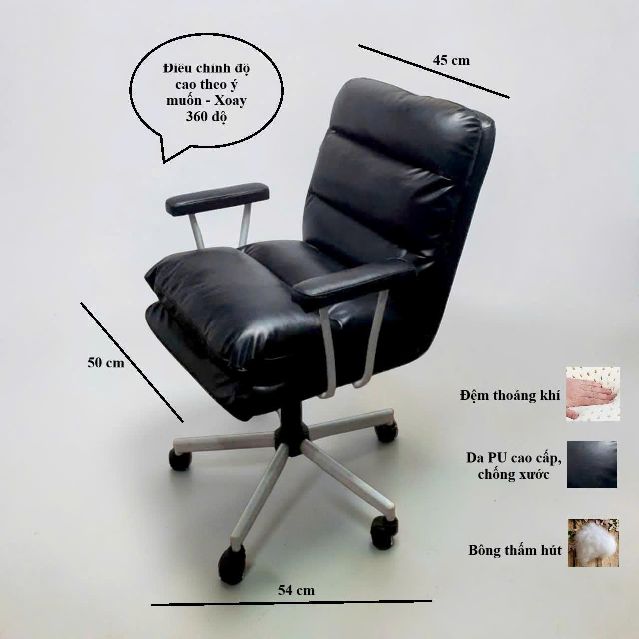 ghe van phong nho gon- ghe lam viec da pu hien dai - ghe lam viec chan xoay (11)